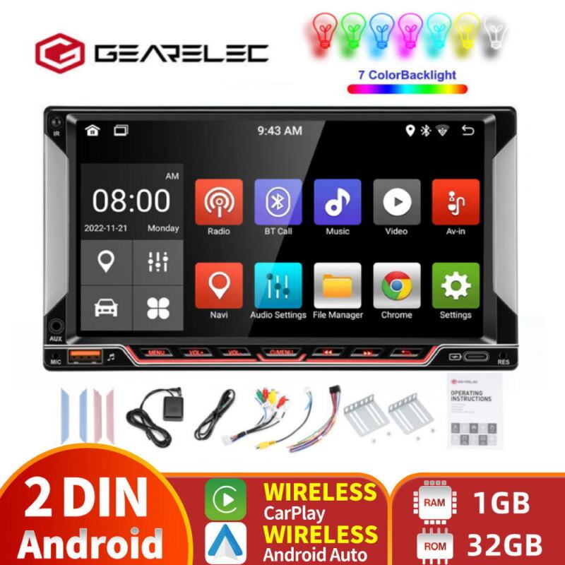 Carplay Android Auto 7" Double 2 Din Car Stereo Radio Touch Screen Bluetooth Gps