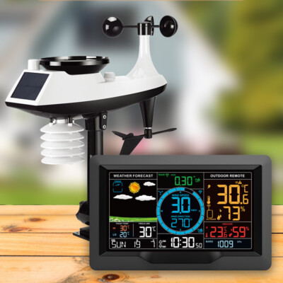 Home Smart Weather Station Big 10'' Color LCD and Outdoor Wireless Sensors US