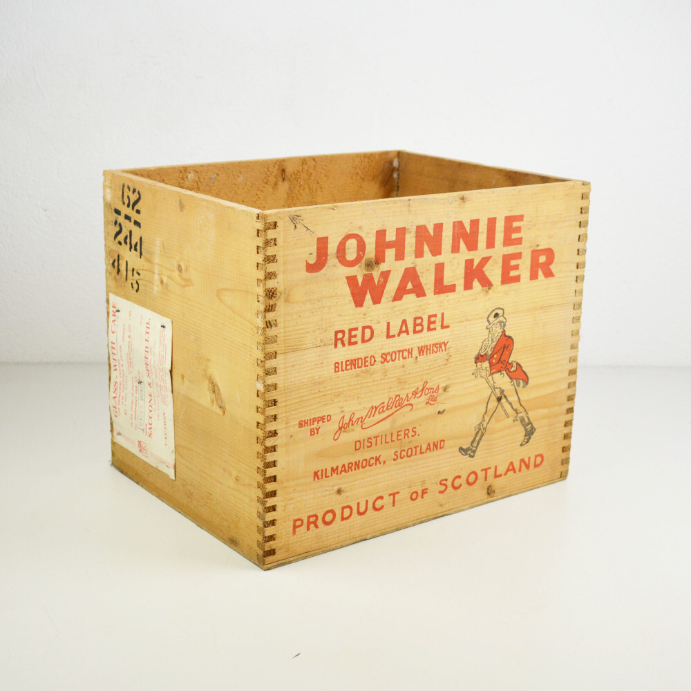 ヴィンテージ Johnny Walker 木箱 ウッドボックス クレート 蚤の市 ヴィンテージ Johnny Walker 木箱 ウッドボックス クレート