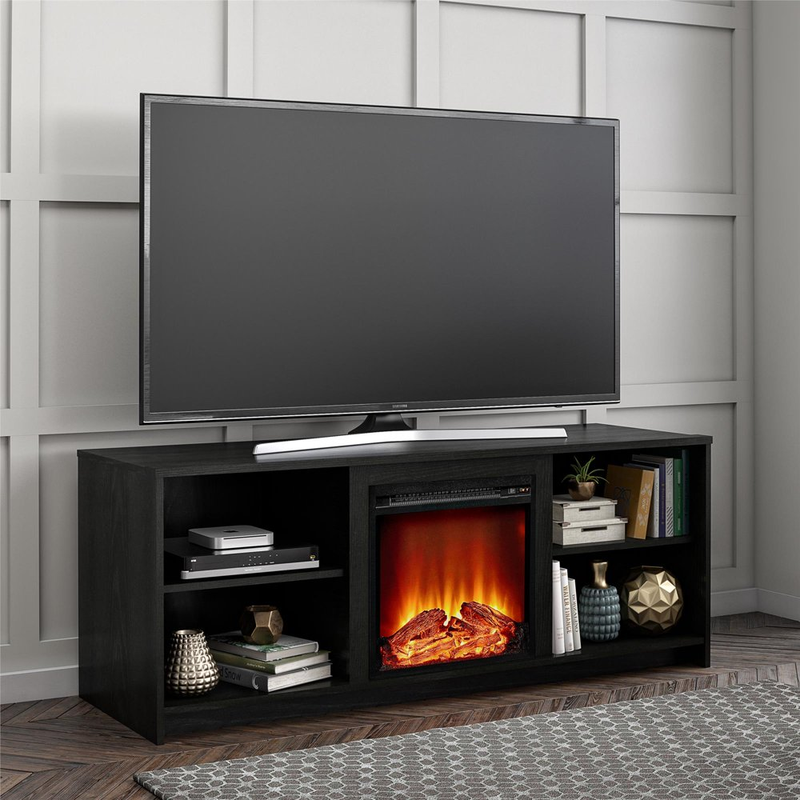 For Tvs Up To 65" Imitation Fire Tv Stand Shelf Side Storage