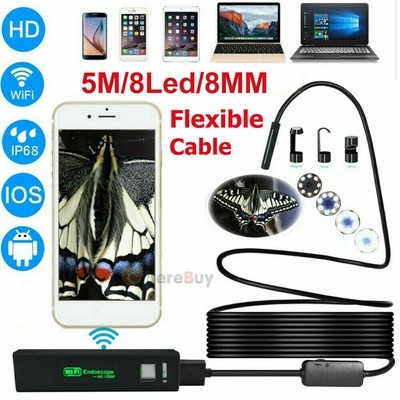 Waterproof Endoscope Snake Cam Inspection Camera for iOS iPhone/Android Car/Tube