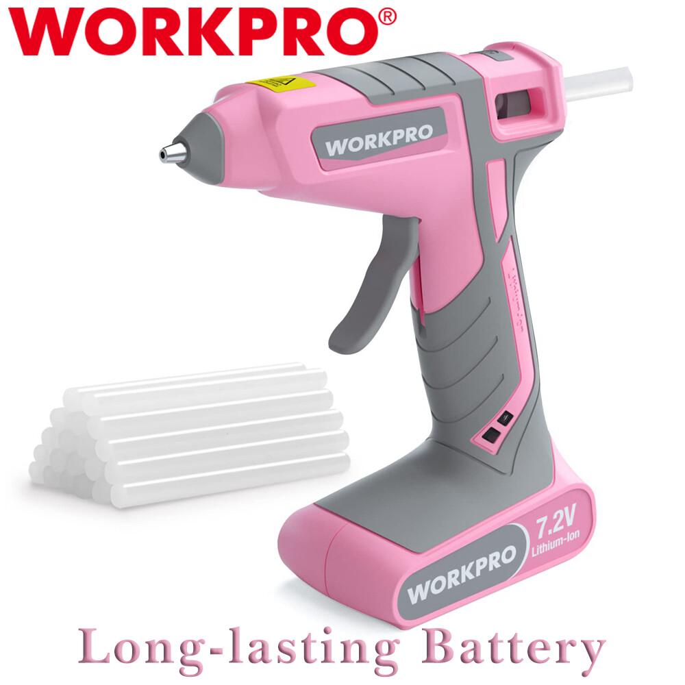 WORKPRO 7.2V Cordless Hot Melt Glue Gun Rechargeable Glue Gun w/20PC Glue Sticks