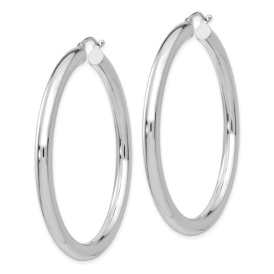 Pre-owned Superdealsforeverything Real 14kt White Gold Polished 4mm Tube Hoop Earrings