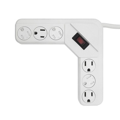 Uninex PS112 Space Saving Corner Power Strip with Locking/Rotating Safety Cov...