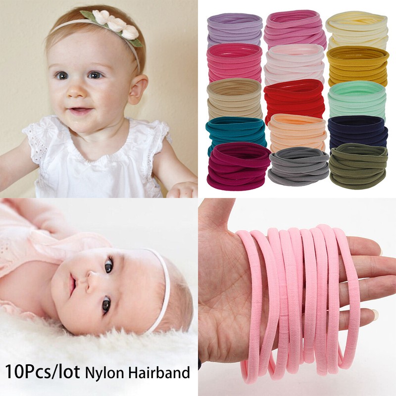 10pcs Newborn Baby Girl Headband Infant Elastic Nylon Hair Band