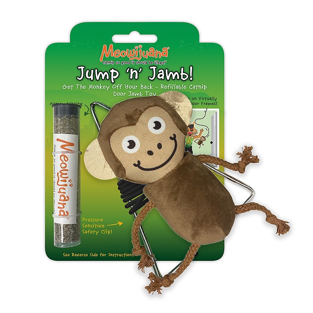 Meowijuana Organic Catnip Funky Monkey Door Hanging Jump Cat Toy American Grown