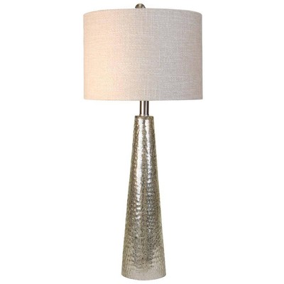 StyleCraft Table Lamp 12.5''x12.5''x29'' Seeded Glass Taupe Hardback Fabric Shade