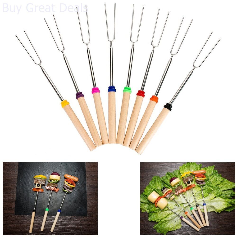 Roasting Sticks Extendable Marshmallow Hot Dog Forks 32in Roaster