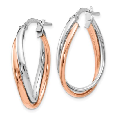 Pre-owned Superdealsforeverything Real 14kt Rose And White Gold Polished Fancy Hoop Earrings