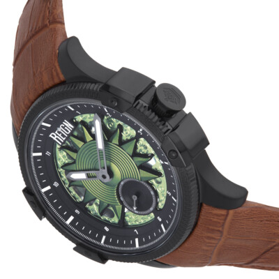 Pre-owned Reign Solstice Automatic Semi-skeleton Watch - Brown/green