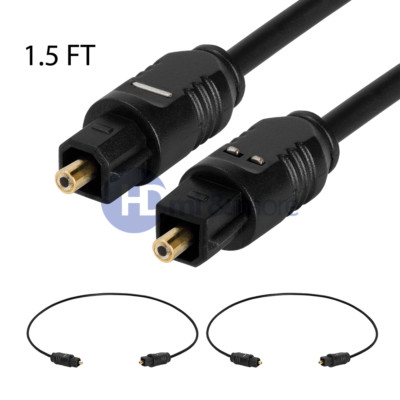 2x 1.5 FT Digital Fiber Optical Optic Audio SPDIF MD DVD TosLink Cable Lead Cord