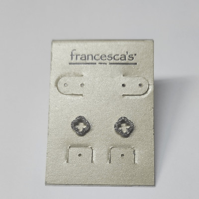 Francesca's Silver Tone Tiny Clover Pave Stud Earrings