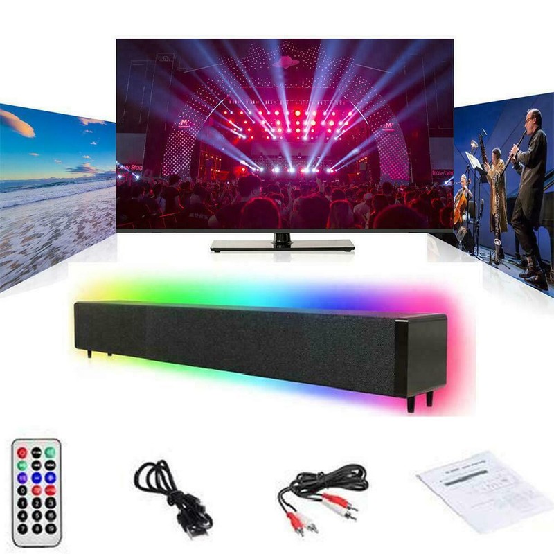RGB Wireless USB Bluetooth Sound Bar with Remote & RCA AUX Connection for TV PC