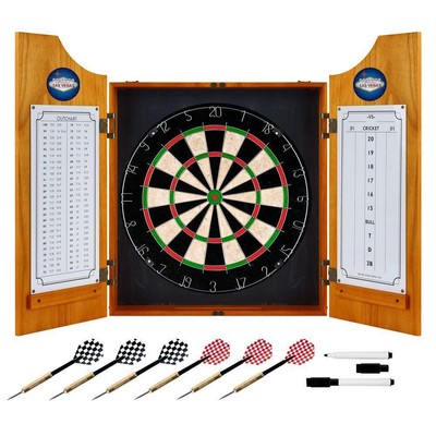 Trademark Dart Cabinet Set Wood Finish Solid Pine Dry-Erase Scoreboard Out Chart