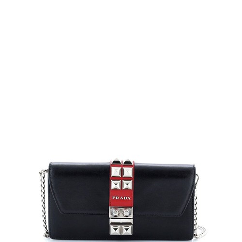 Prada Triangle Logo Saffiano Long Wallet Black Zipper Unisex