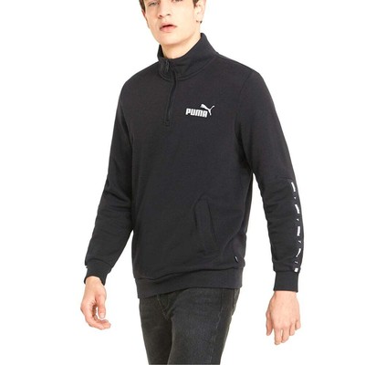 

Puma Essential+ Tape Half Zip Толстовка мужская черная повседневная спортивная верхняя одежда 84, Черный, Puma Essential+ Tape Half Zip Sweatshirt