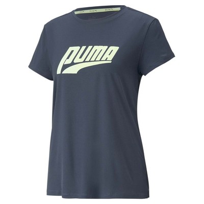 Puma Run Logo Crew Neck Short Sleeve Athletic T-Shirt Womens Size S  Casual Tops