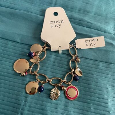 Crown & Ivy tropic isle gold tone charm bracelet NEW