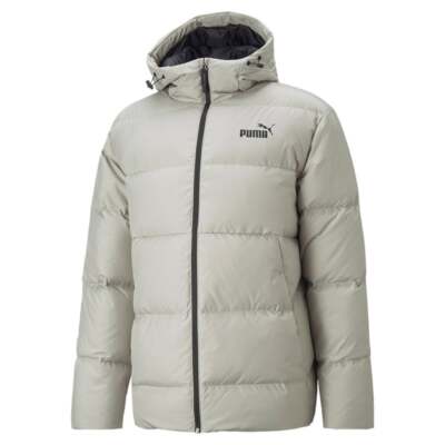 

Puma Hooded Down Puffer Full Zip Jacket Мужские серые пальто Куртки Верхняя одежда 849987, Grey, Puma Hooded Down Puffer Full Zip Jacket