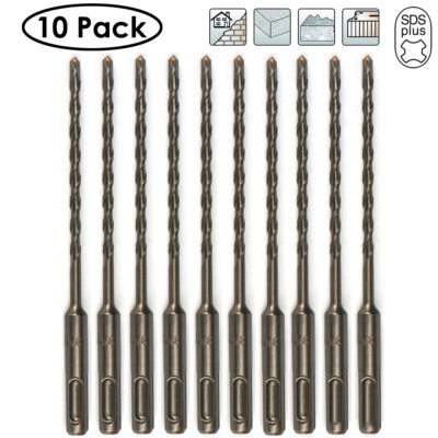 Drillforce 10x Masonry Drill Bits Set 5/32'' X6'' Carbide Tip-Concrete, Brick&Tile