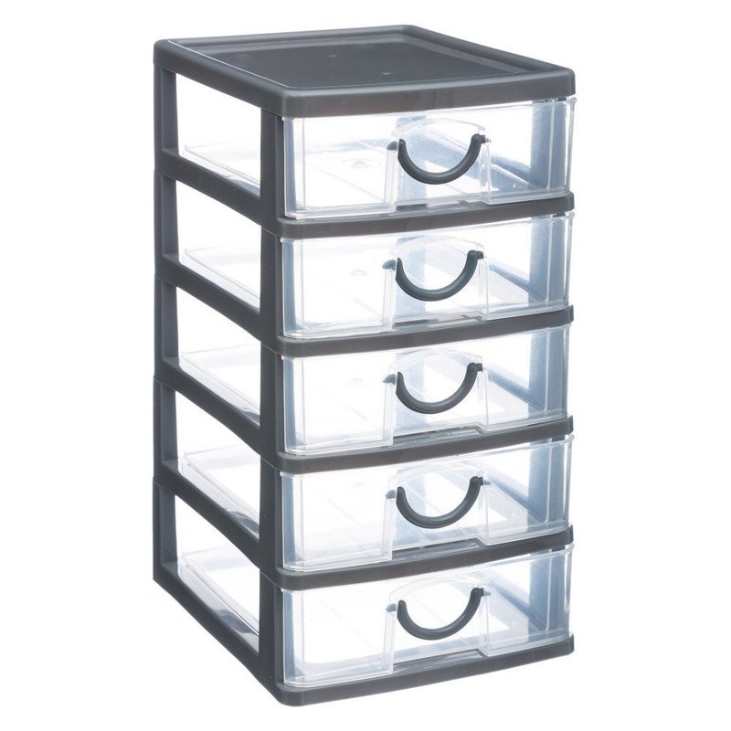 Schubladenbox Thinkling Organizer Mit 5 Schubladen, 13 X 16 X 26 Cm, Grau