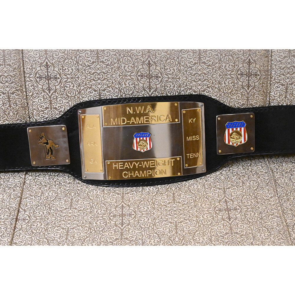 NWA MID AMERICA HEAVYWEIGHT CHAMPION BELT 2MM/4MM DUAL PLATED Replica Belt - Picture 5 of 6