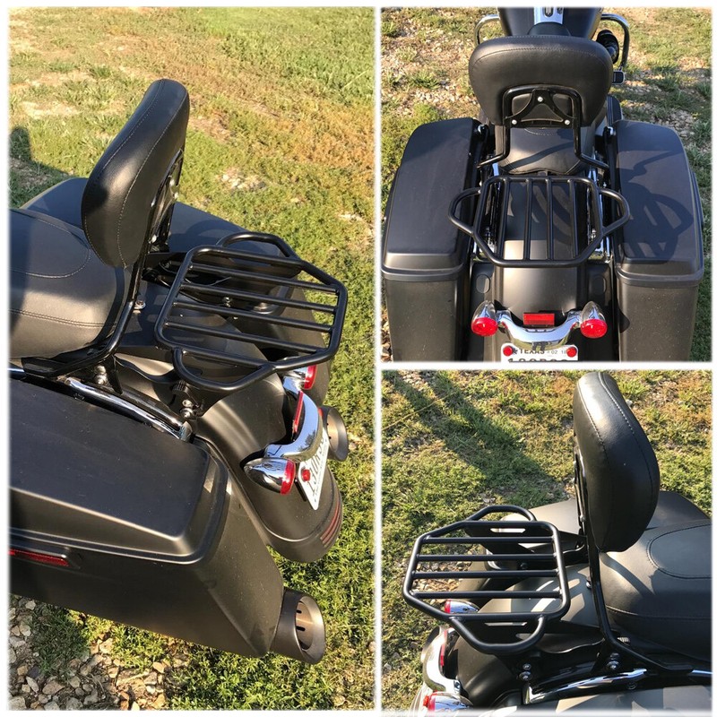 Black Two Up Tour Pak Mounting Luggage Rack For Harley Touring FLHR