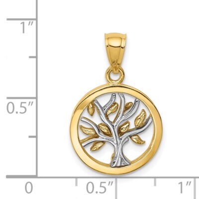 Pre-owned Superdealsforeverything Real 14kt Two-tone Polished Tree Of Life Pendant