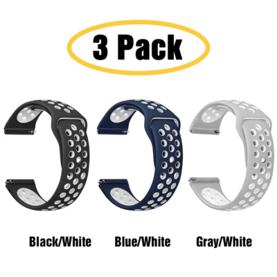 3 PACK Silicone Sport Band for Samsung Galaxy Watch 3 4 5 6 Active2 S3 40mm/44mm