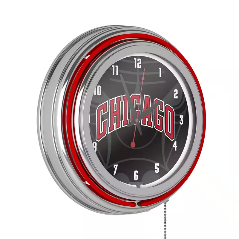 Chicago Bulls Red Fade Lighted Analog Neon Clock 14