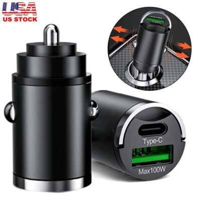 100W Fast Charge USB PD Type-C Car Charger Adapter For iPhone 14 13 12 Pro Max