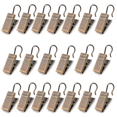 BEELY 20 Curtain Clips w/Hook - Antique Brass 