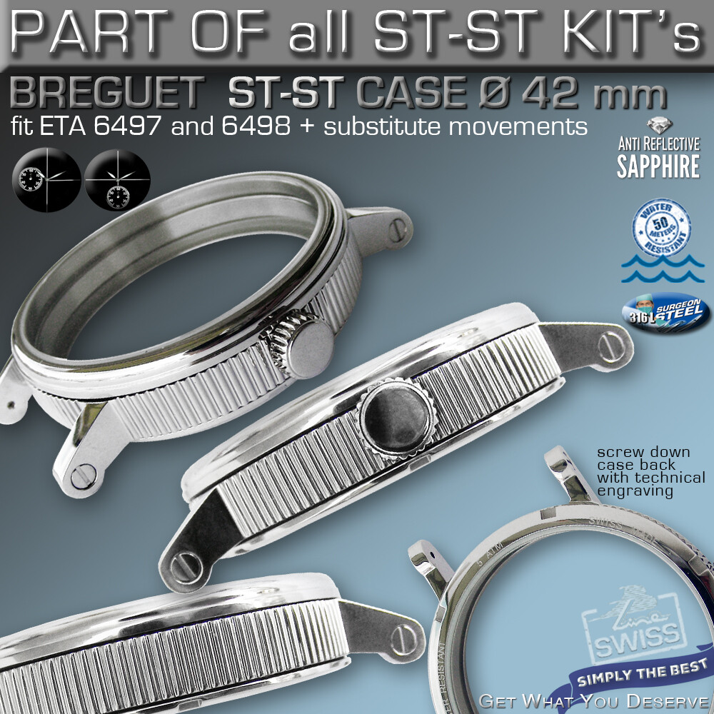 DO IT YOUR SELF KITS - BREGUET CASE style  for ETA 6497, 6498, DB6, DB9 Ø 42 MM