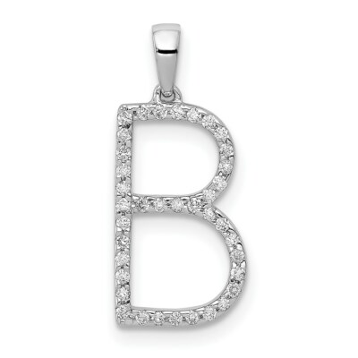 Pre-owned Superdealsforeverything Real 14kt White Gold Diamond Initial B Pendant