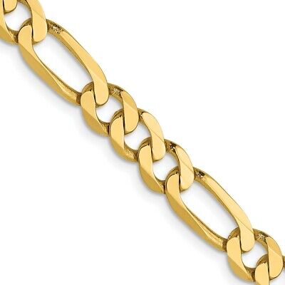 Pre-owned Skyjewelers Real 14kt Yellow Gold 5.50mm Flat Figaro Chain; 20 Inch; Lobster (fancy) Clasp