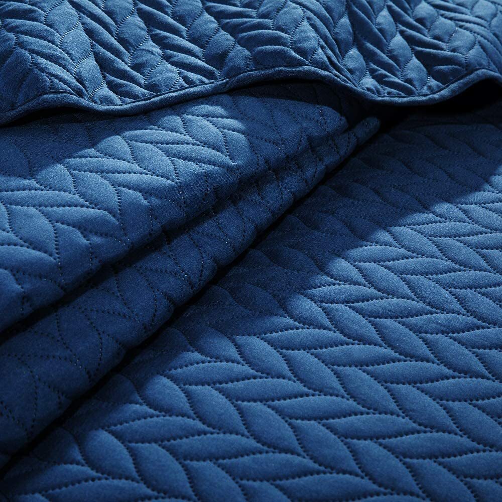 3 Piece Embossed Quilted Bedspread King Size Comforter Set Coverlet Bed Throws