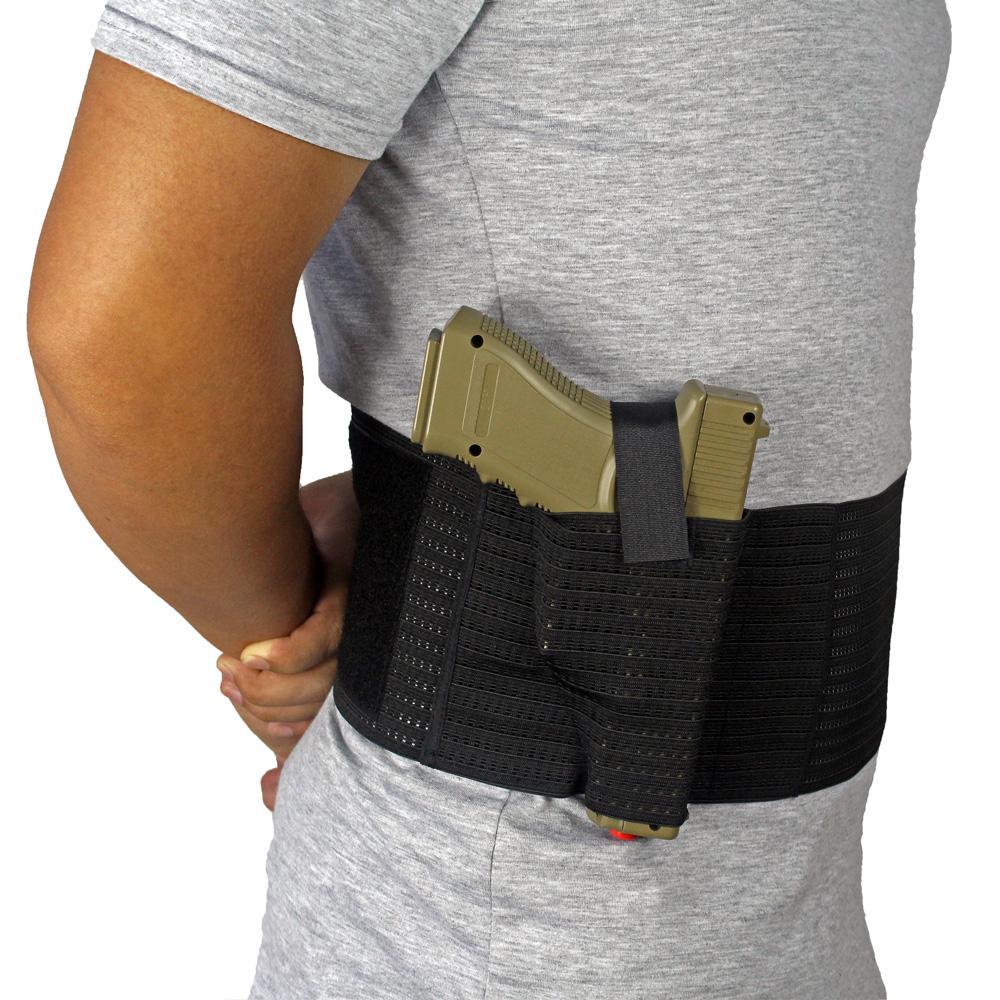 Elastic Breathable Concealed Carry Belly Band Holster with Dual Holster