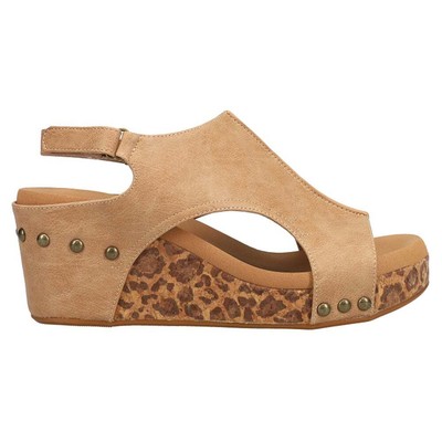 

Женские коричневые повседневные сандалии Corkys Carley Leopard Wedge 30-5316-TSLP, Коричневый, Corkys Carley Leopard Wedge