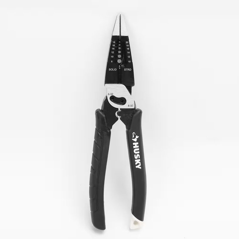 Multi Function Long Nose Pliers 8in Wire Cutter Stripper Tool Rubber Handle