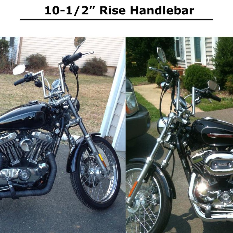 1 Inch Drag Z-Bar Handlebar For Harley - 8-10.5 Inch Rise, Chrome/Black, Universal Fit