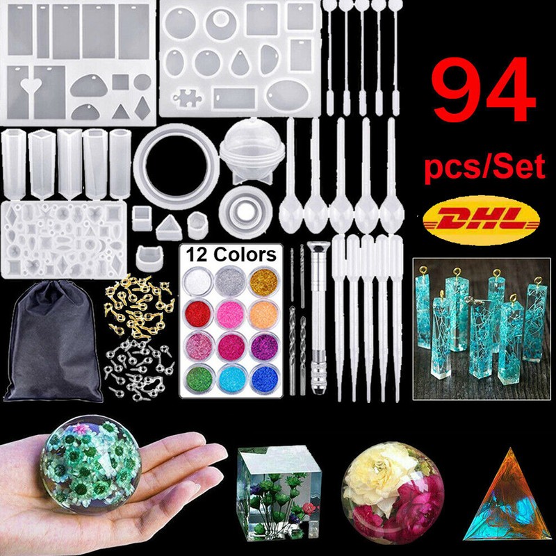 94x Silikonform Blumen Gießform Schmuck Selber DIY Kristall Anhänger Harz Mould