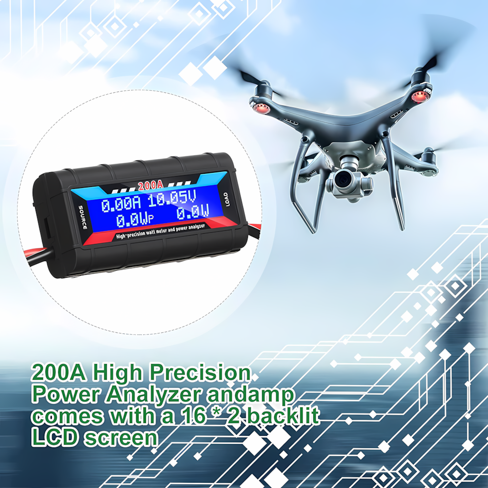 2PCS 200A Digital Watt Meter DC Volt Amp Monitor Analyser For RC Battery Solar