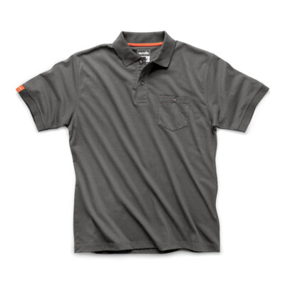 Scruffs Mens Eco Worker Polo Shirt Breathable Cotton-Rich Ribbed Collar Graphite