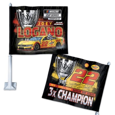Joey Logano 2024 Wincraft #22 Pennzoil 3x NASCAR Champion 11.75x14 Car Flag