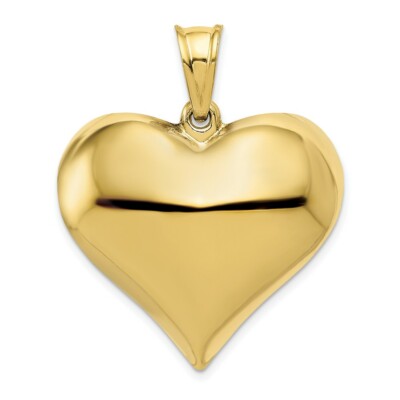 Pre-owned Superdealsforeverything Real 10kt Yellow Gold Polished 3-d Heart Pendant