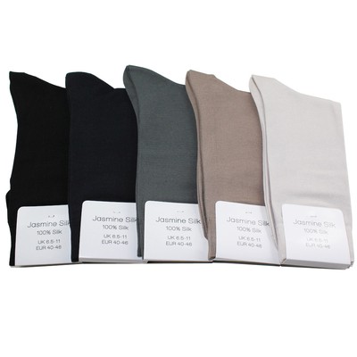 Jasmine silk lujo hombre 100% seda calcetines noche térmicos