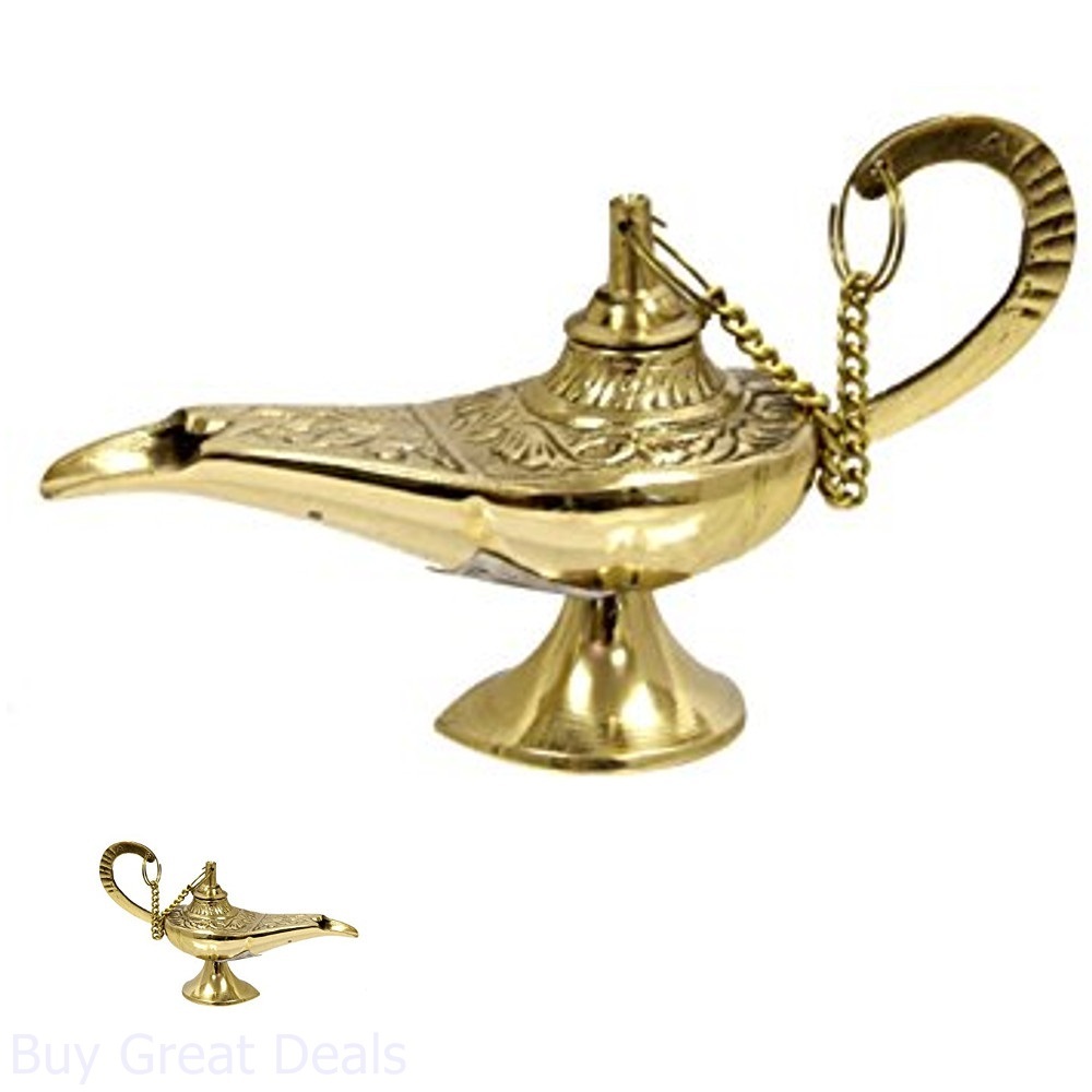 Aladdin Genie Lamp Brass Oil Lamps Incense Burner Ornate Rare Vintage