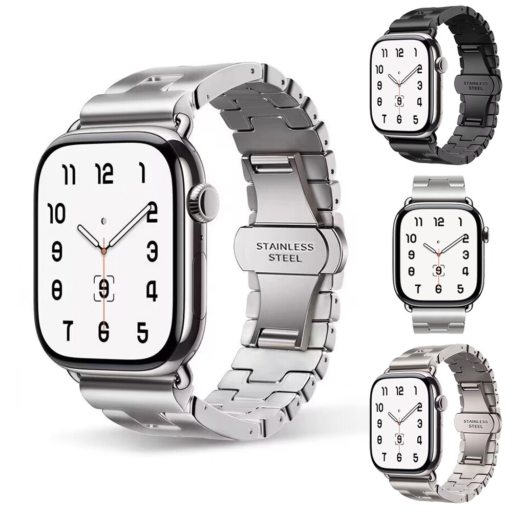 Satin Grand H Link Bracelet Band for Apple Watch 10 9 8 7 44