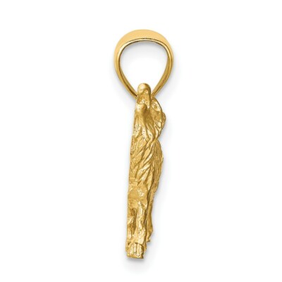 Pre-owned Skyjewelers Real 14kt Yellow Gold Diamond-cut Wolf Pendant