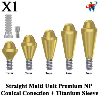 1x Set Prosthetic Straight Multi Unit 1.6 NP Conical 2.25 + Titanium Sleeve